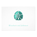 Aqua Sand Dollar Modern Wedding Invitation