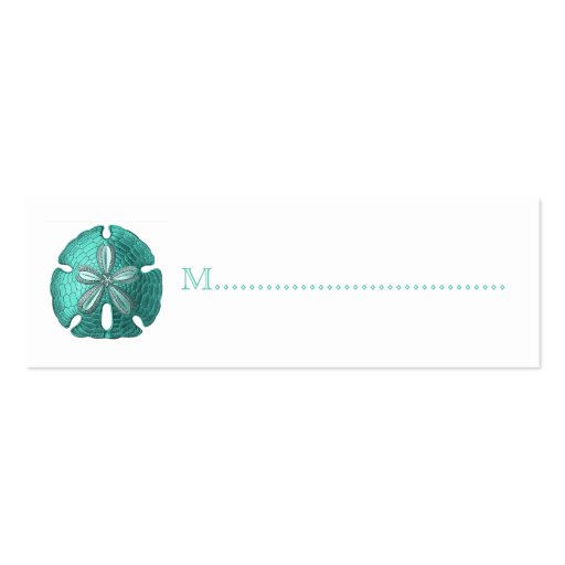 Aqua Sand Dollar Reception Table Seating Cards Business Cards (front side)