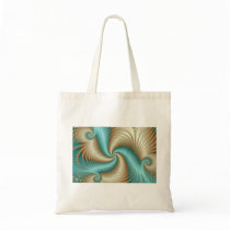 Aqua Satin - Fractal Canvas Bag