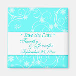 Aqua save the Date Winter Wedding Magnet
