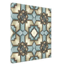 Aqua Scales & Ivory Gold Stretched Canvas Prints
