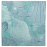 Aqua Sea Shell Custom Cotton Napkins