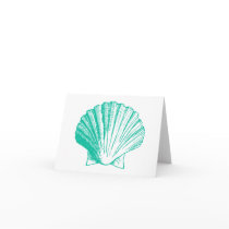 Aqua Sea Shell Thank You Note Cards