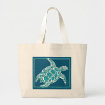 Aqua Sea Turtle Canvas Bags