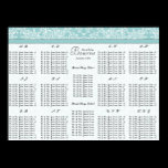 Aqua Seating Chart Table Number Alphabetical Order