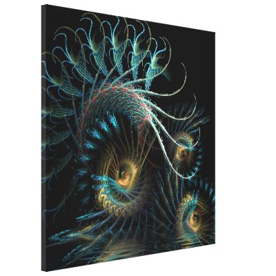 Aqua Shell Swirl Fractal Art Wrapped Canvas wrappedcanvas