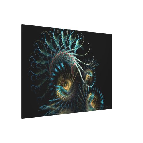 Aqua Shell Swirl Fractal Art Wrapped Canvas wrappedcanvas