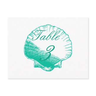 Aqua Shells Beach Wedding Table Number Cards postcard