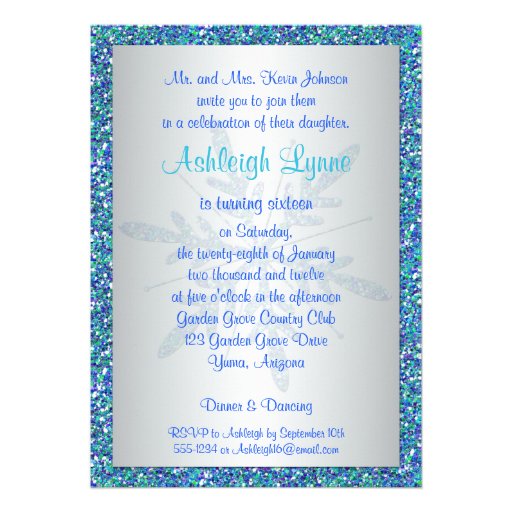 Aqua, Silver, Blue Snowflake Birthday Invitation
