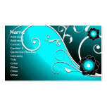 Aqua Silver Floral Vector Business Card