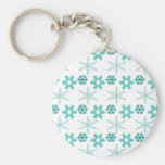 Aqua Snowflakes Keychain