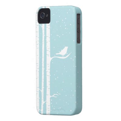 Aqua Snowy Birch Trees Iphone 4 Case-mate Cases by heartlocked