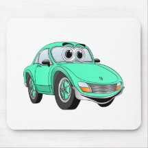 Aqua Sports Car Cartoon Mousepad