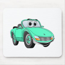 Aqua Sports Car Convertible Cartoon Mousepads