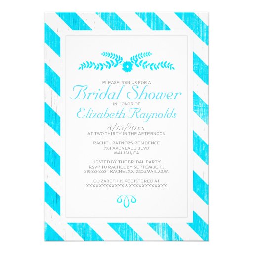 Aqua Stripes Bridal Shower Invitations