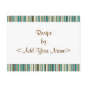 Aqua Stripes Recipe Cards 4 x 6 postcard