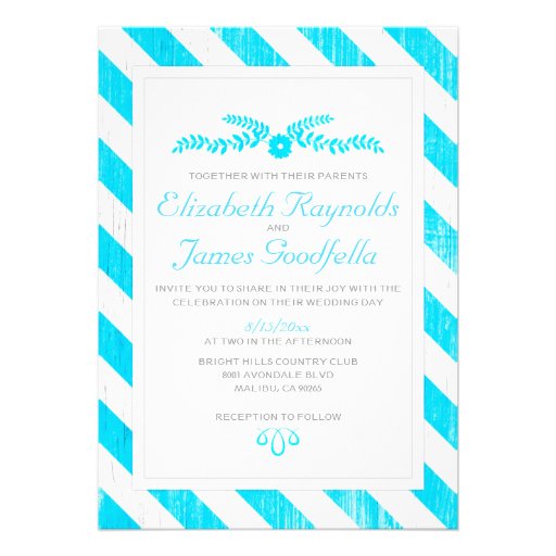 Aqua Stripes Wedding Invitations