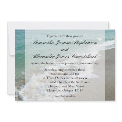Aqua Surf Crashing Water Beach Destination Wedding Custom Announcements by CustomInvites
