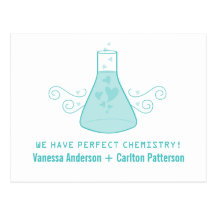 Aqua Sweet Chemistry Save the Date Postcard