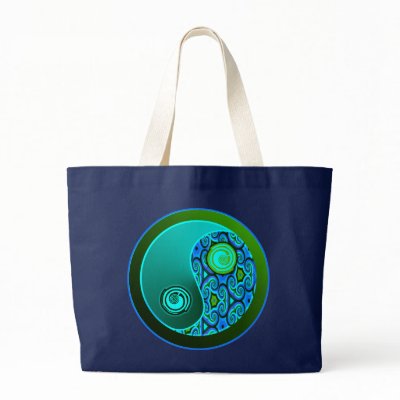 Aqua Swirls Yin Yang Bag by NaturalDualities