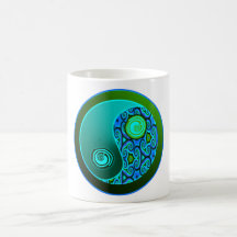Aqua Swirls Yin Yang Coffee Mug