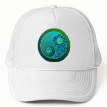 Aqua Swirls Yin Yang Trucker Hats