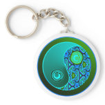 Aqua Swirls Yin Yang Keychain