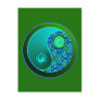 Aqua Swirls Yin Yang Postcard
