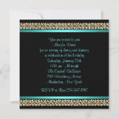 Aqua Teal Blue Gold Black Womans Birthday Party Invitation Zazzle