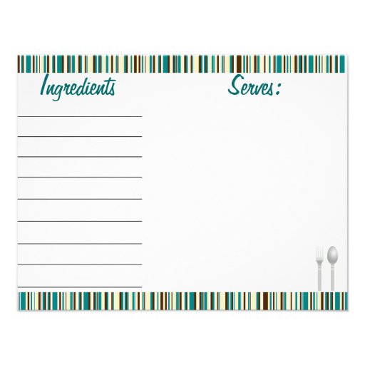 Aqua Teal Cream Recipe Card - Front and Back Personalized Invitation