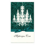 aqua teal damask chandelier Chic Business Cards business cards
