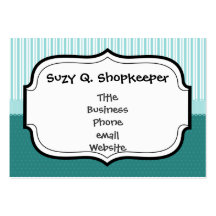 Aqua Teal Turquoise Blue Stripes Polka Dots Business Card Templates