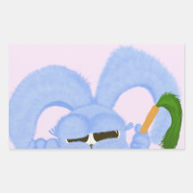 Aqua the bunny with sleepy eyes rectangular sticker