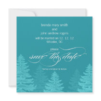 Aqua Trees Winter Wedding Save the Date Card Personalized Invites