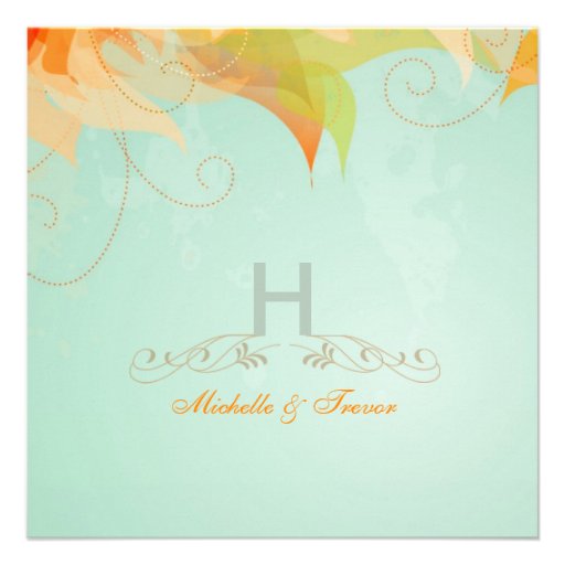 Aqua Tropical Floral Wedding Invitations