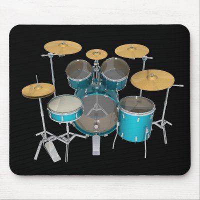 Aqua / Turquoise Drum Kit: Mousepad by spiritswitchboard