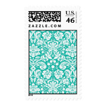 Aqua Turquoise Teal damask pattern Stamp