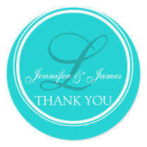 Aqua Turquoise Thank You Stickers for Weddings