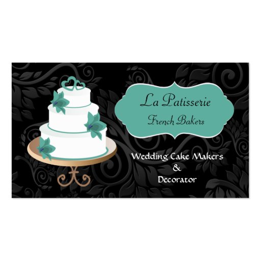 aqua Wedding Cake makers business Cards (front side)