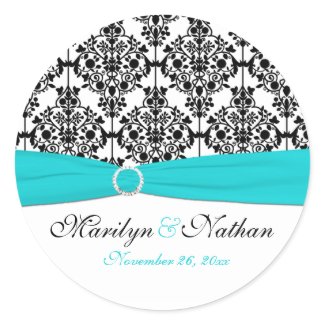 Aqua, White, and Black Damask 1.5
