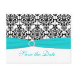 Aqua, White, and Black Save the Date Postcard