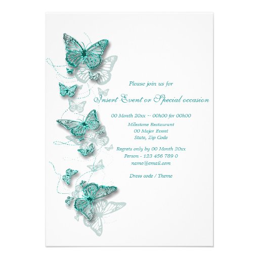 aqua white birthday engagement wedding personalized invitation