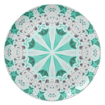 Aqua White Fractal Lace Plate