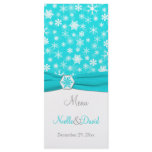 Aqua, White, Gray Snowflakes Menu Card Rack Cards
