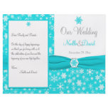 Aqua, White, Gray Snowflakes Wedding Program Flyer