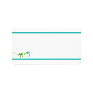 Aqua White Green Floral Birds Blank Address Label label