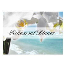 Aqua/White Orchid Beach Rehearsal Dinner Invite