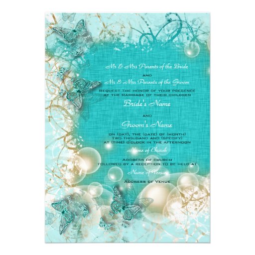 Aqua white wedding engagement anniversary personalized invite