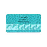 Aqua Wild Animal Fur Pattern Personalized Address Label