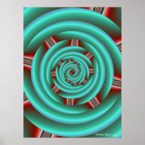Aqua with Red Prongs Spiral Posters